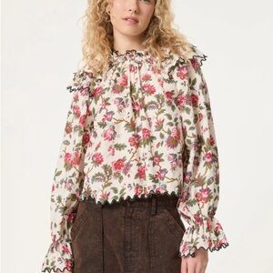 $295 NWOT Rhode Lucilia Cotton Top in Macadamia Morlaix Sz Small S